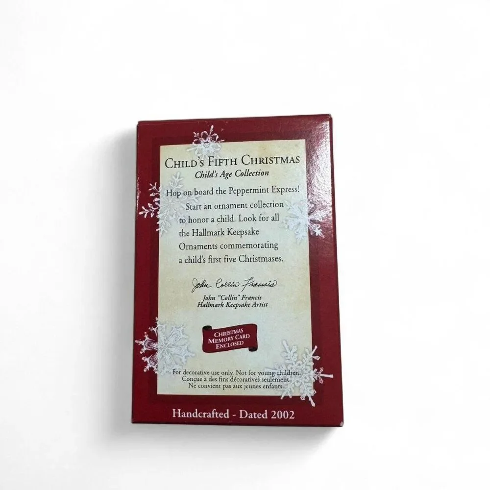 Hallmark 2002 Child’s 5th Christmas Ornament Bear Train Retro Whimsical
